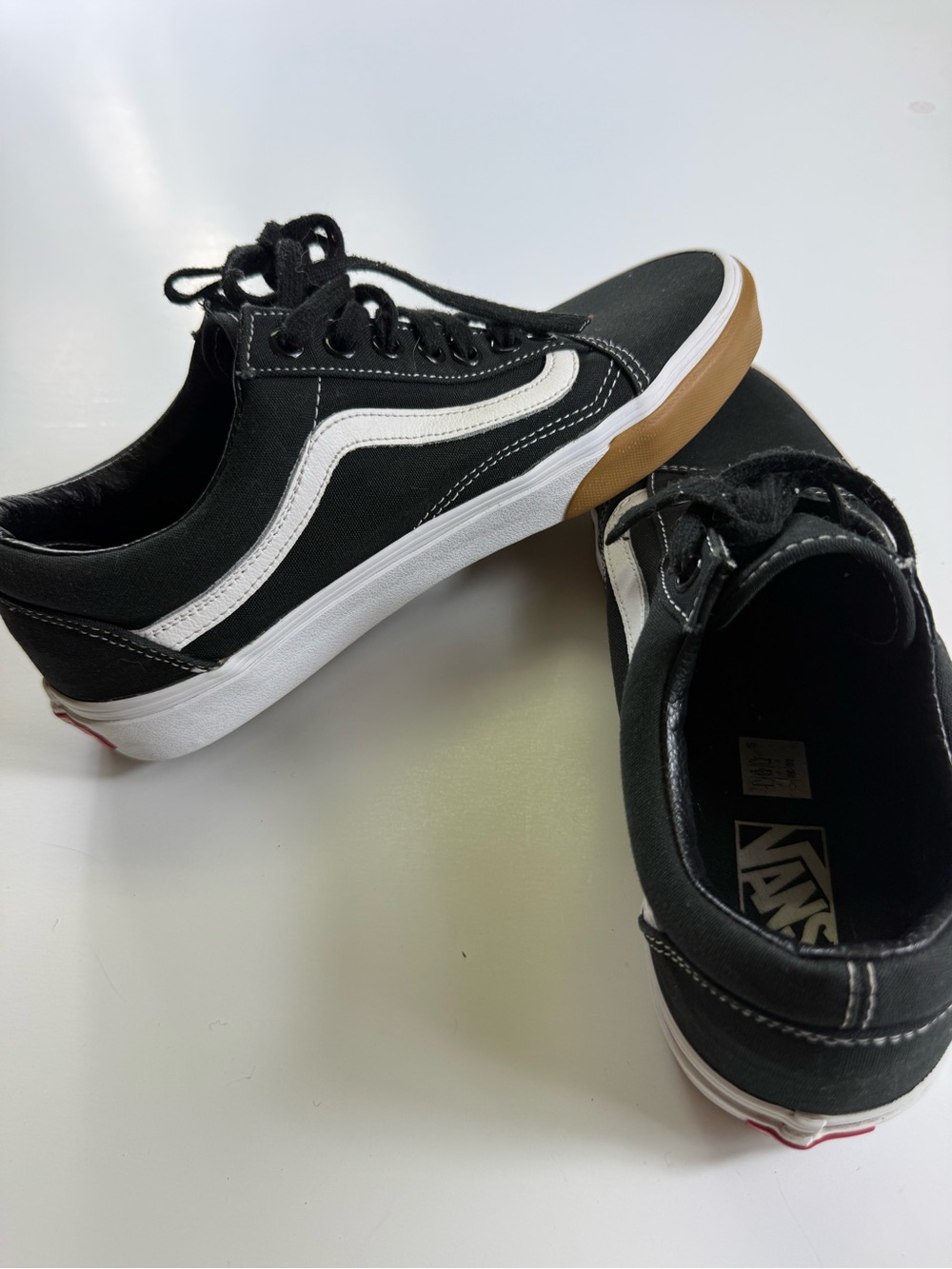 Vans Black and White Low-Top Sneakers with Gum Outsole